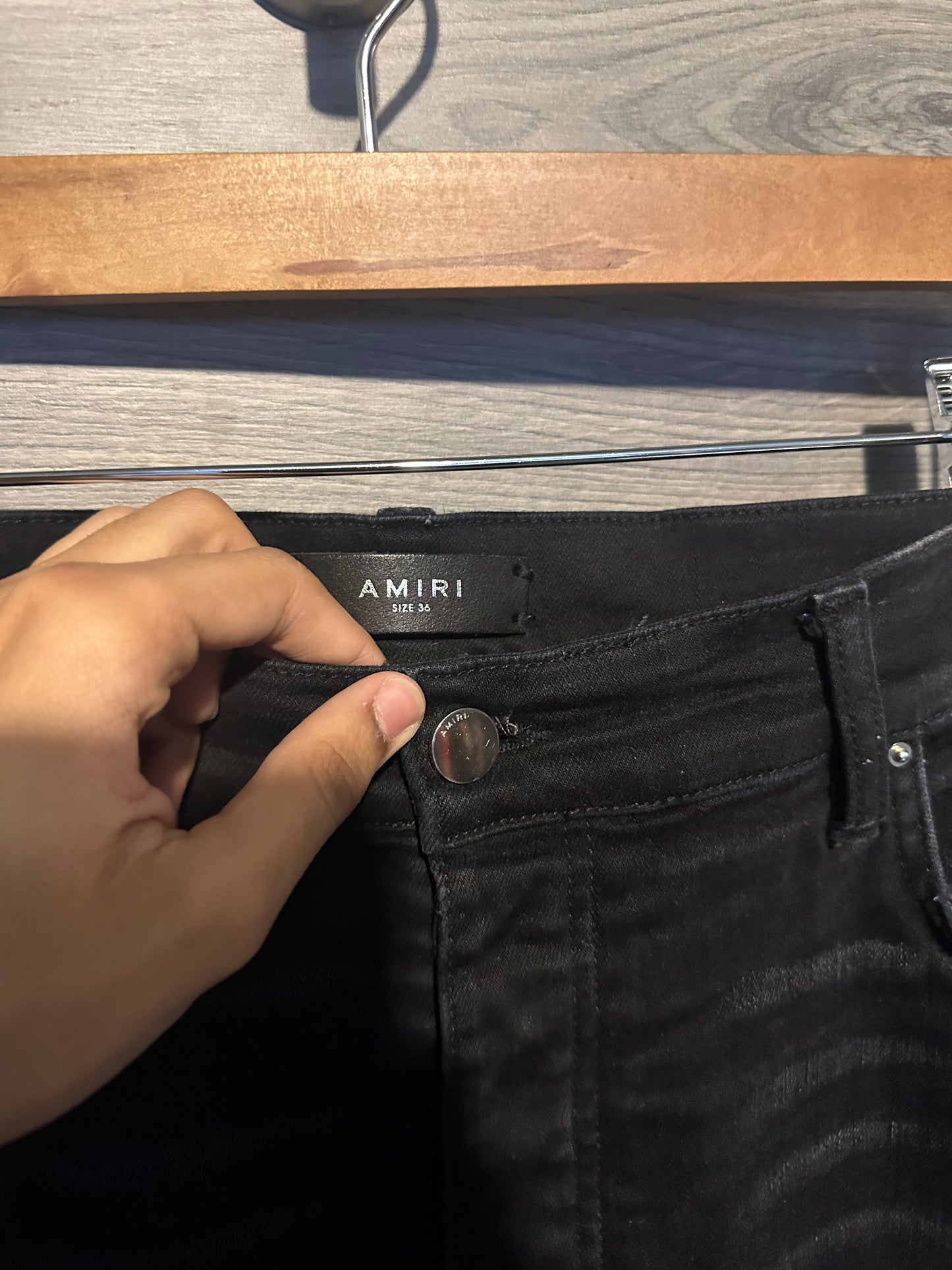 Amiri Mx1 "Blue" Patch Black Jeans