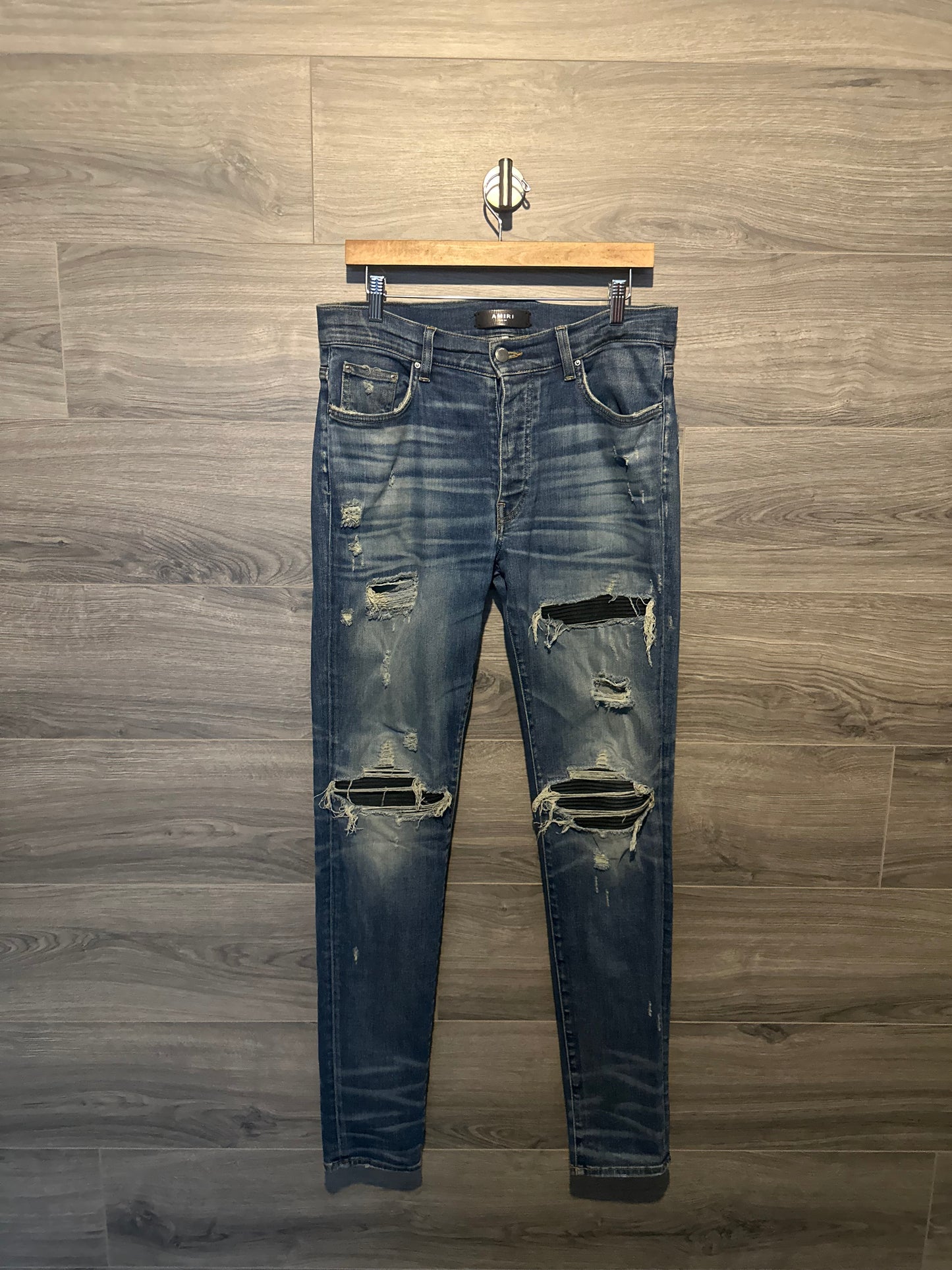 Amiri Mx1 “Black” Patch Indigo Jeans