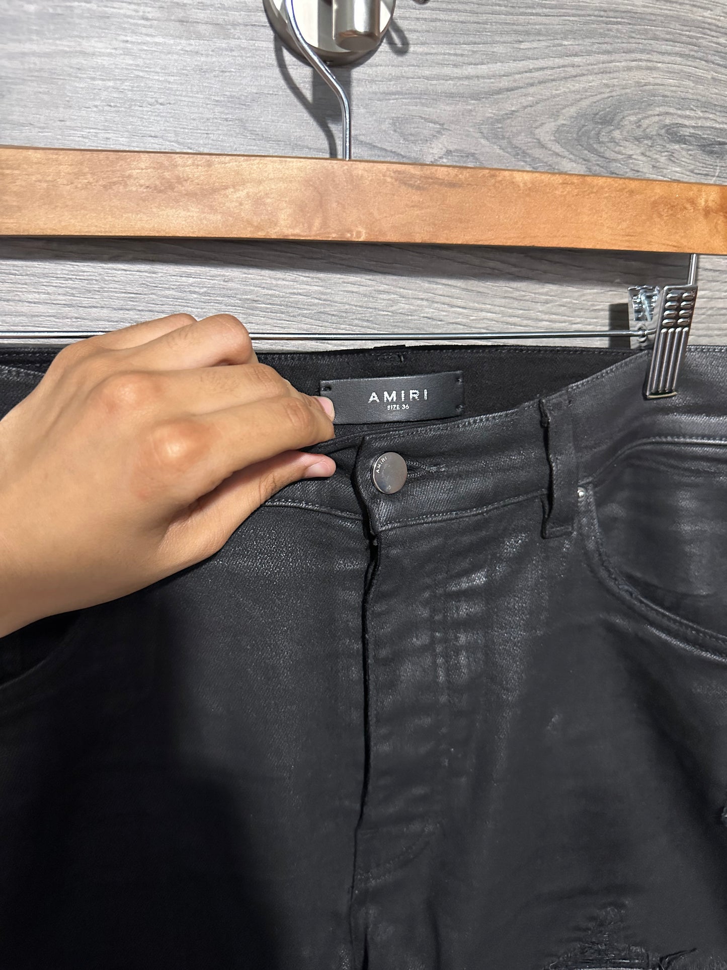 Amiri Mx1 “Black” Patch Waxed Jeans