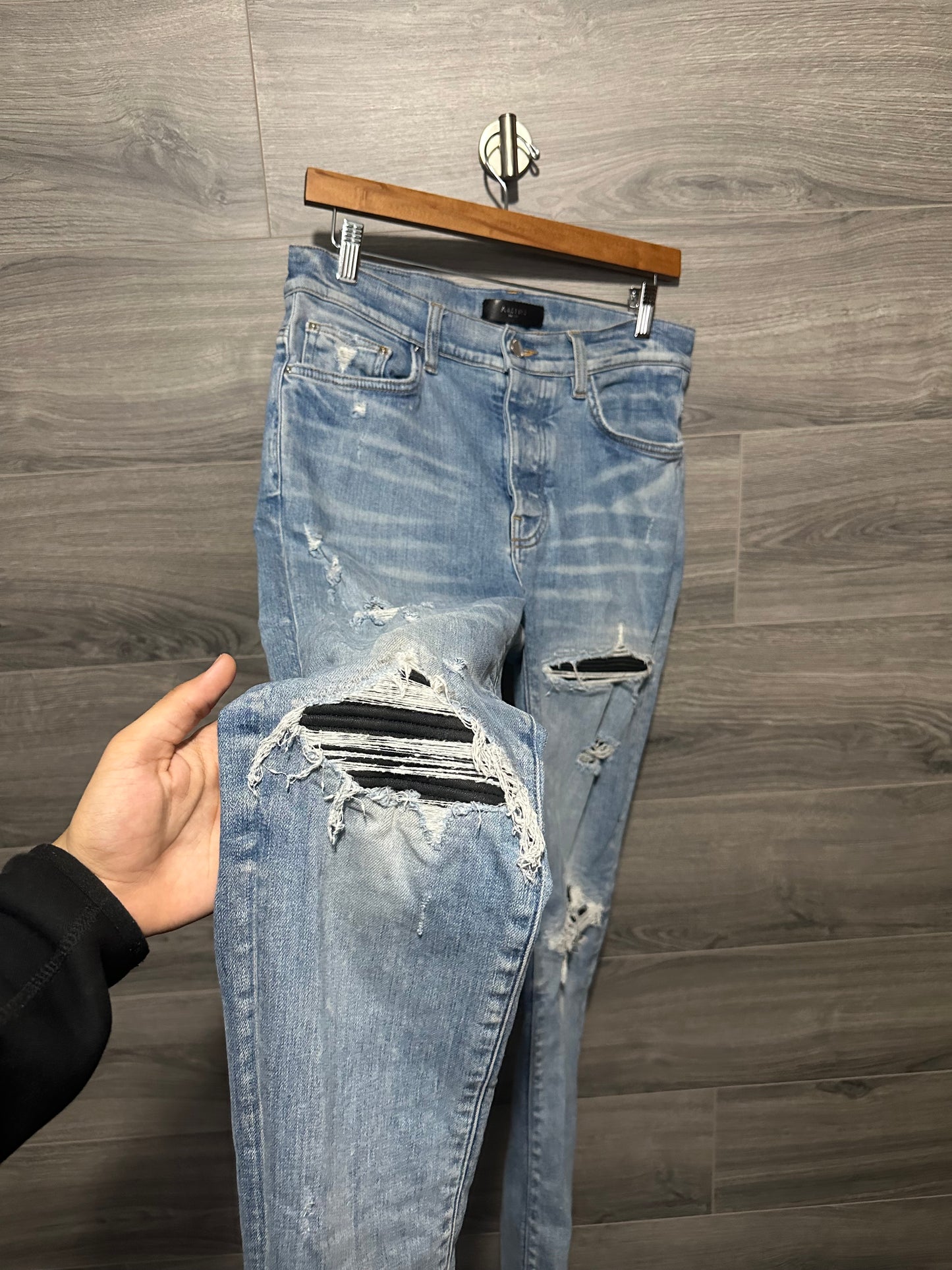 Amiri Mx1 “Black” Patch Lightwash Jeans