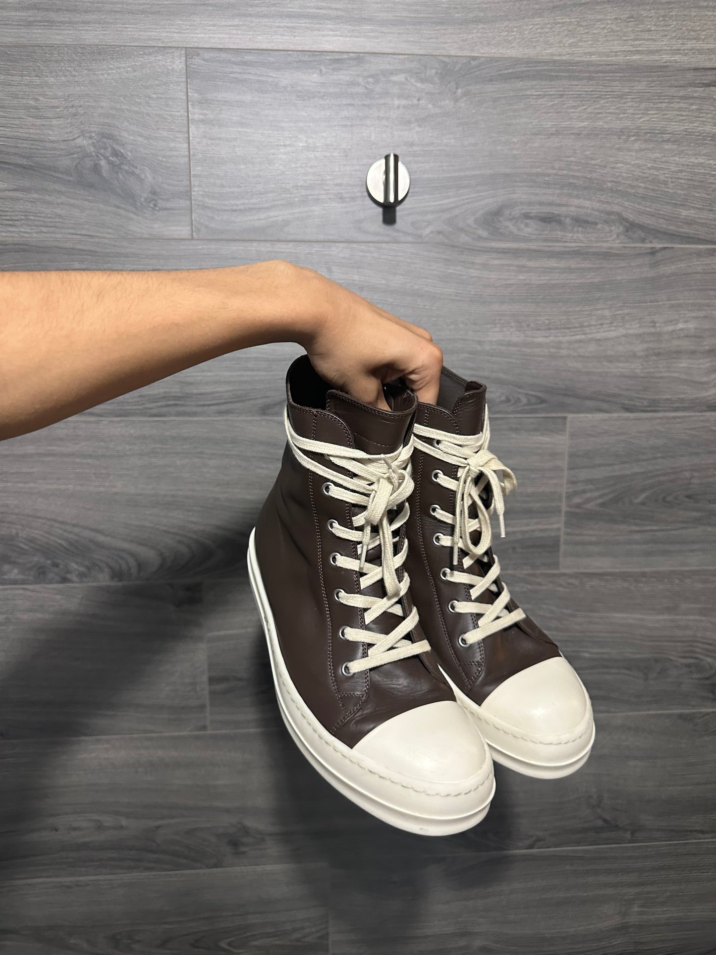 Rick Owens Mainline “Brown” Leather Hightop Ramones