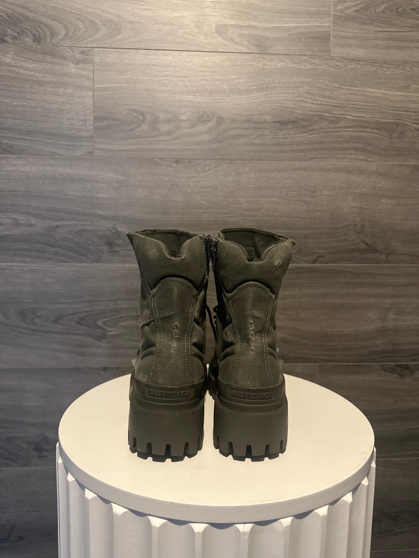 Balenciaga Green Distressed Strike Boots