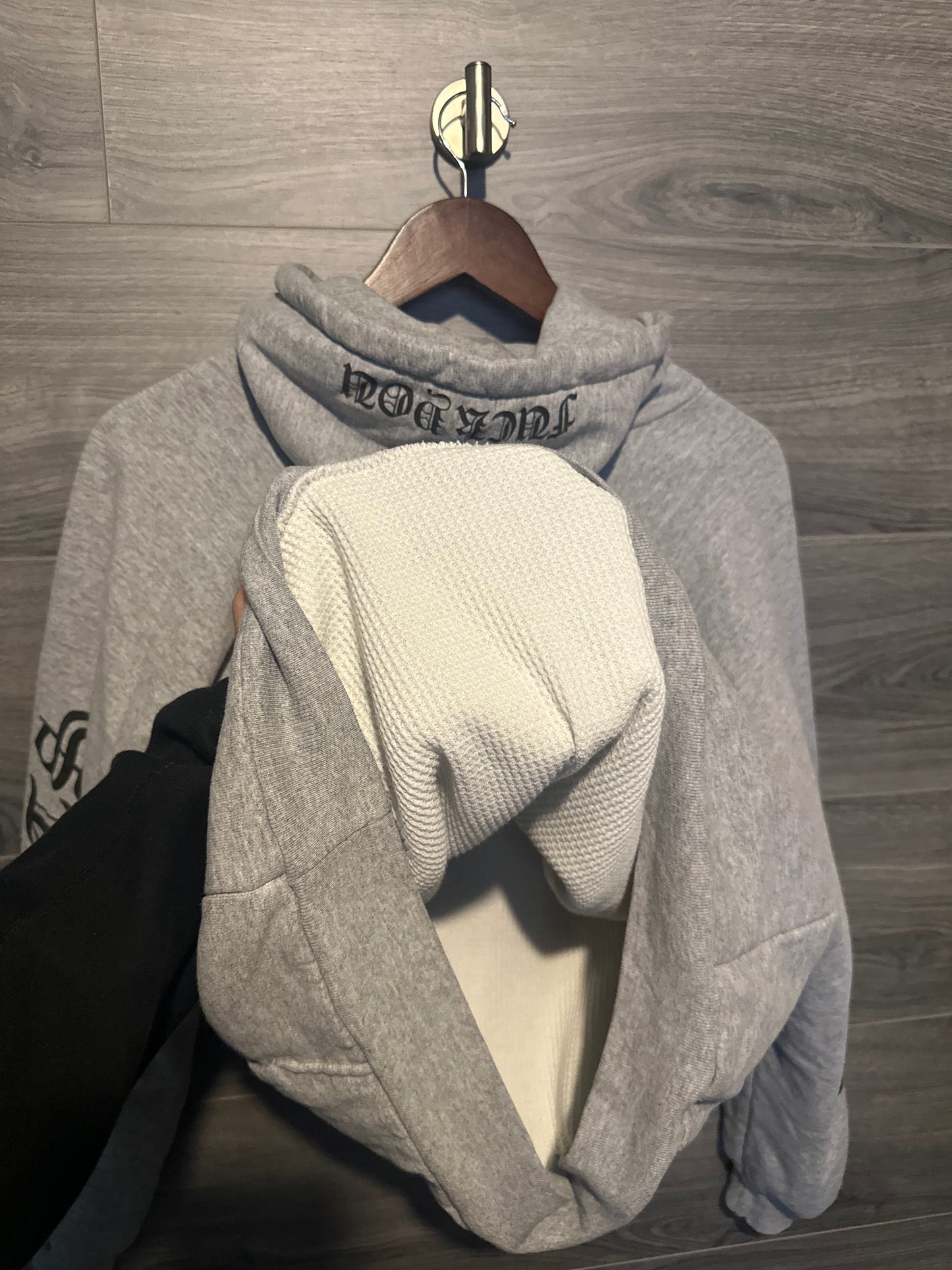 Chrome Hearts Grey Thermal Lined “Fuck You” Hoodie