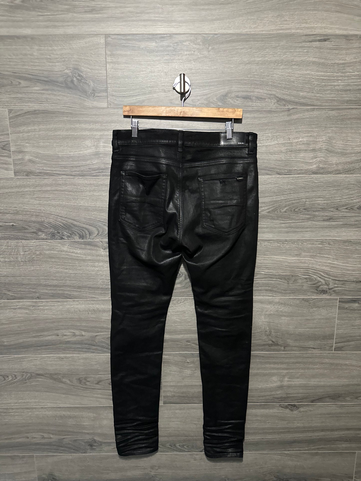 Amiri Mx1 “Black” Patch Waxed Jeans