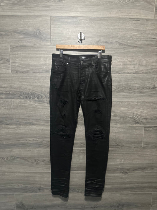 Amiri Mx1 “Black” Patch Waxed Jeans