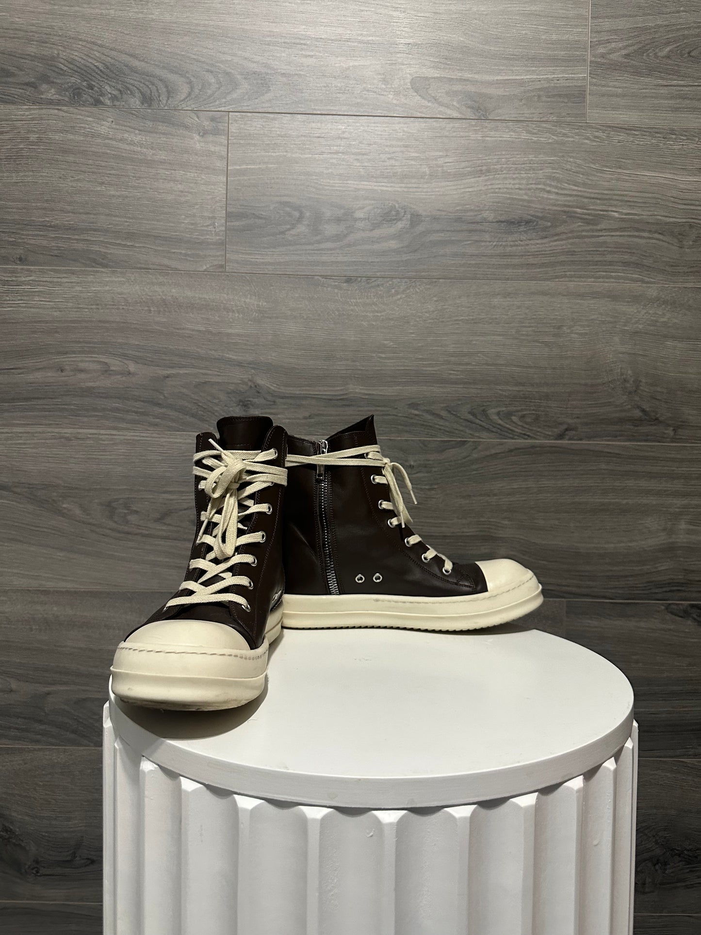 Rick Owens Mainline “Brown” Leather Hightop Ramones