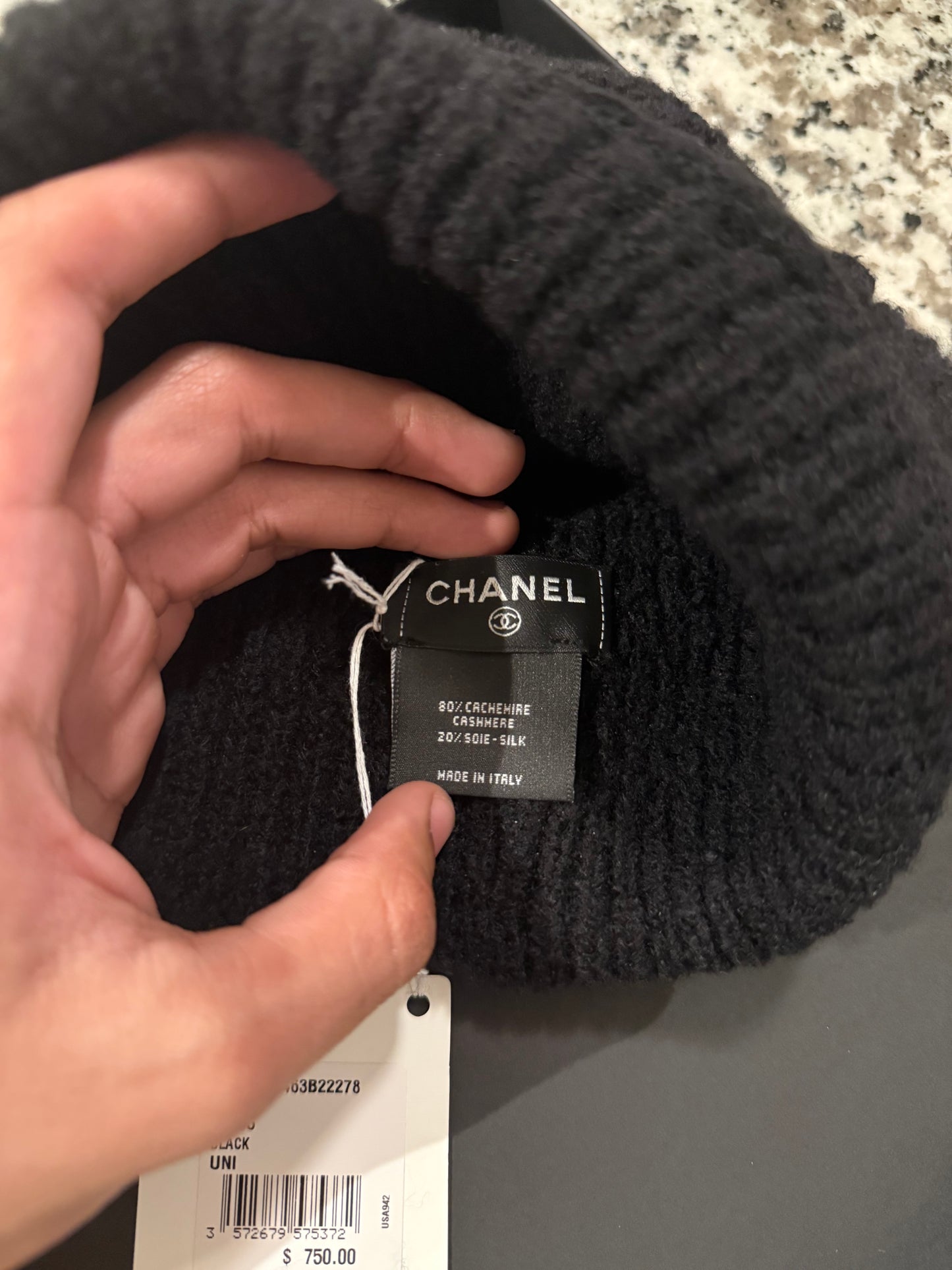 Chanel Triple Black Logo Beanine