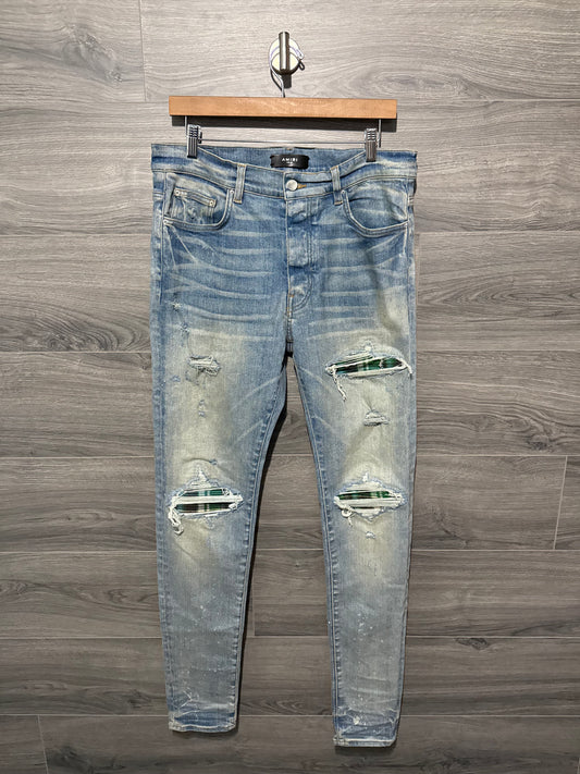 Amiri Mx1 “Green Plaid” Patch Jeans
