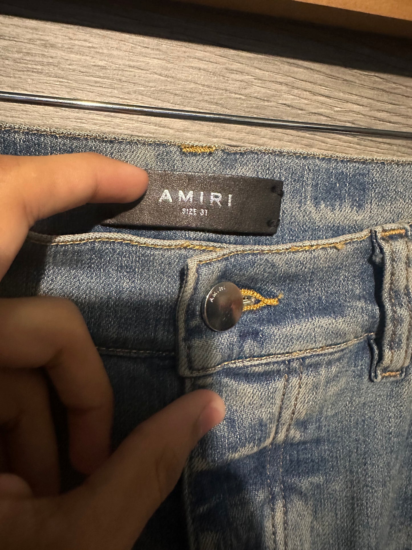 Amiri Orange Bandana Patch Jeans