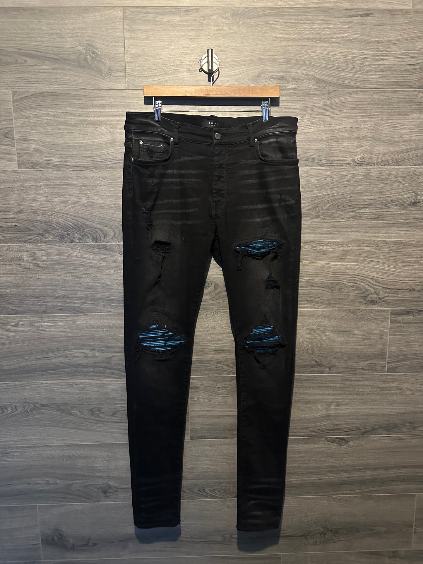 Amiri Mx1 "Blue" Patch Black Jeans