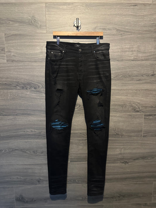 Amiri Mx1 "Blue" Patch Black Jeans