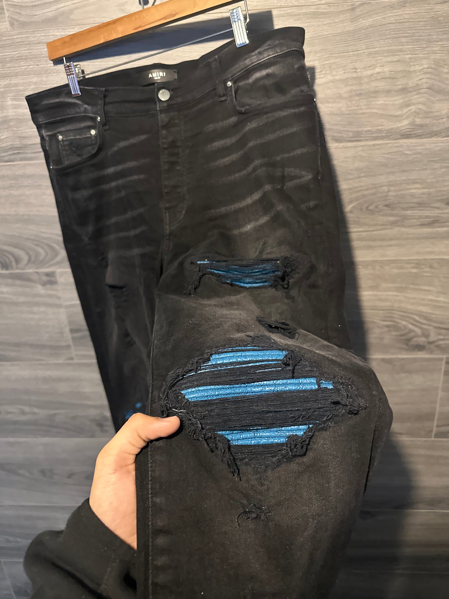 Amiri Mx1 "Blue" Patch Black Jeans