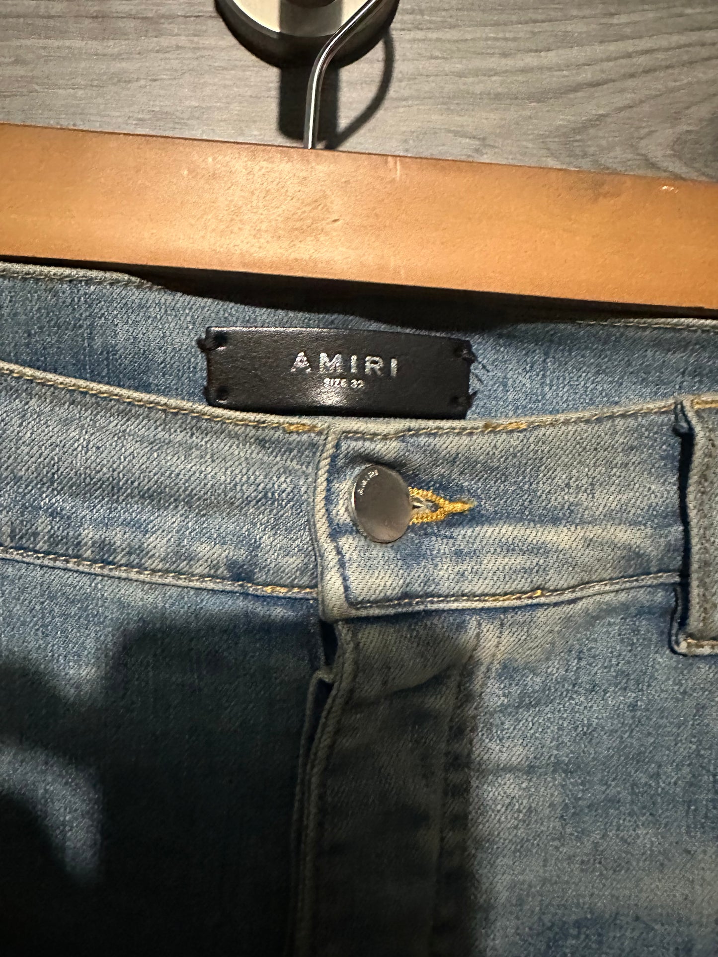 Amiri Mx1 "Red" Patch Light Wash Jeans