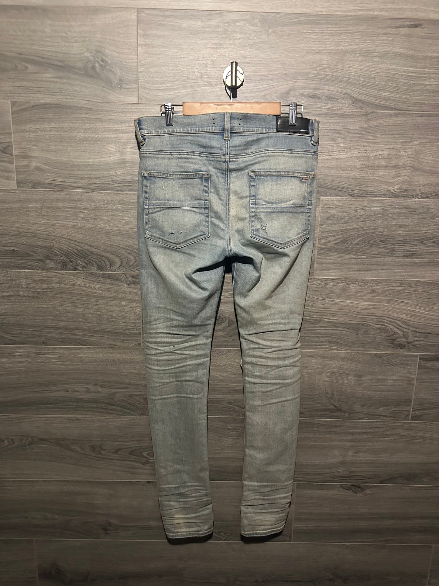 Amiri Mx1 "Red" Patch Light Wash Jeans